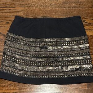 Black Mini Skirt with Silver Sequin Embellishment